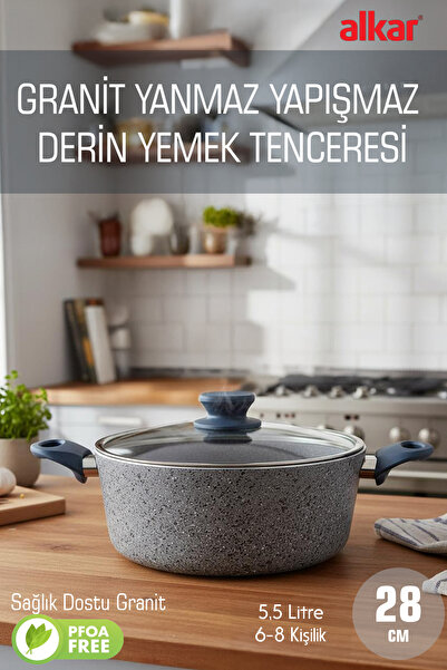 FİTHOME وعاء طهي جرانيت متعدد الأغراض عميق من BioGranit مقاس 28 سم، خالٍ من مادة PFOA