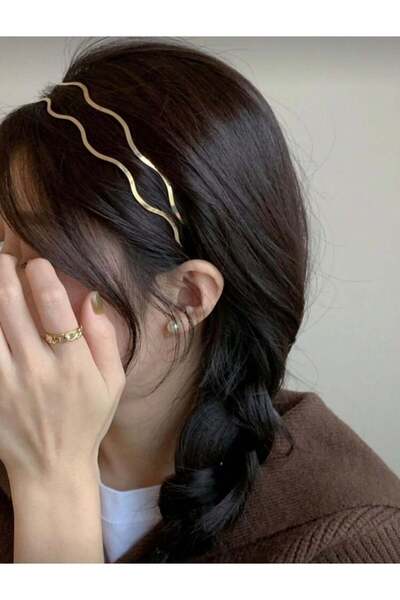 Generic Minimalist Wavy Gold-Tone Headband (2 pcs)
