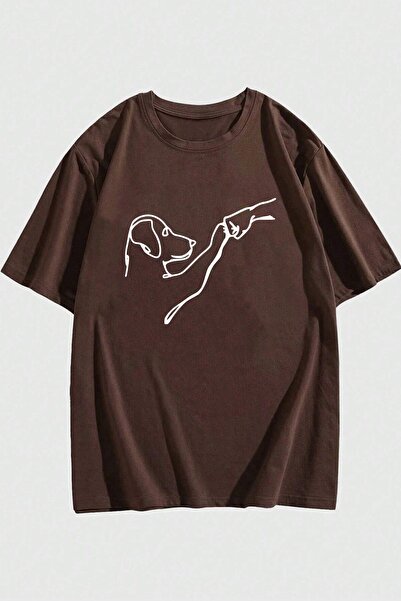 trendypassion تي شيرت للجنسين كبير الحجم بطابع Can My Friend Dog