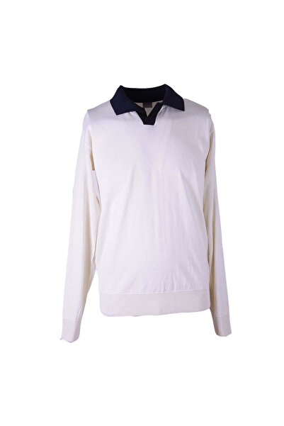 trender Polo Collar Patched Ecru Men's Sweater Alp02