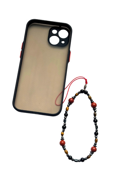 ayrestyle تعليقة هاتف من حجر الجاسبر الأحمر الطبيعي – حزام أحمر بتفاصيل الهيم...