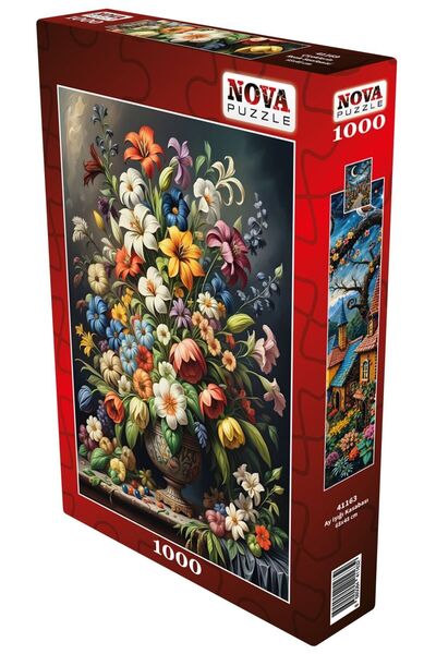 Nova Puzzle 1000 Parça Çiçeklerin Renk Senfonisi Puzzle - Vazoda Çiçek Kolajı