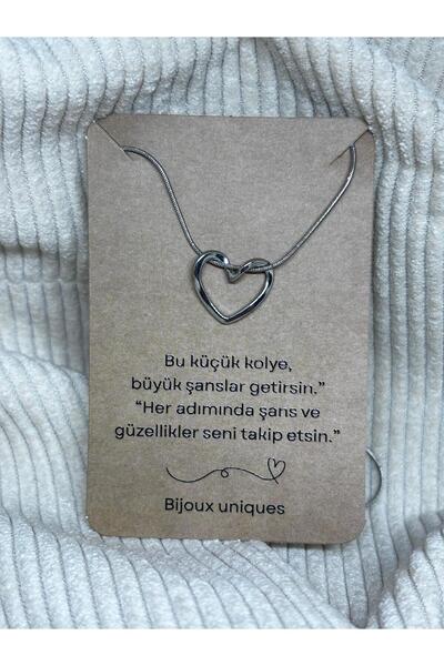 bijoux uniques قلادة فولاذية مميزة على شكل قلب مع رسالة مكتوبة كهدية