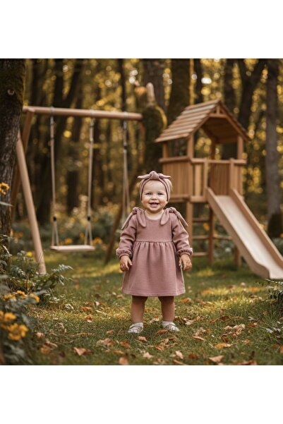 Luna Kids Store فستان سيندي بفيونكة باللون الوردي المجفف