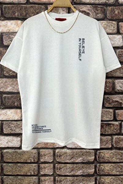 trendypassion Tricou oversize imprimat Belive in Yourself pentru bărbați