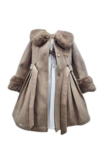 fantasialand Palton si rochita fetite elegante, model Luxury, culoare maro