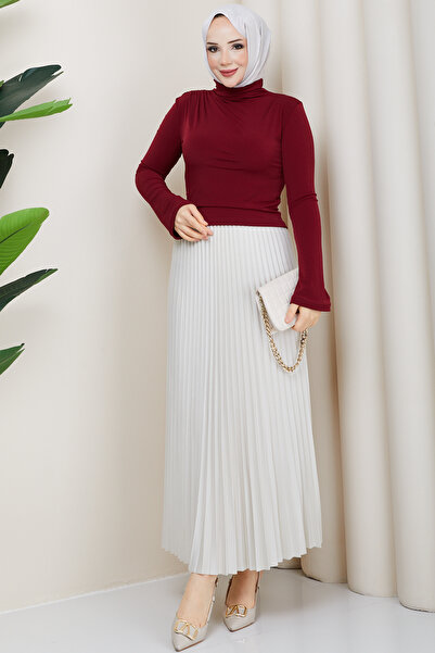 modapark.ist Women's Spanish Sleeve Blouse Pleated Skirt Set