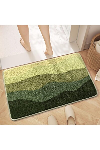 X LOT Non-slip Super Soft Microfiber Bath Mat, Green Mountain, 40x60 cm