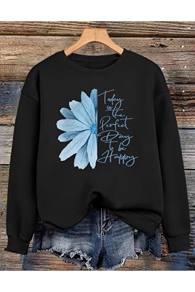 LELVANİ Φούτερ με σχέδιο και στάμπα με μπλε μαργαρίτες