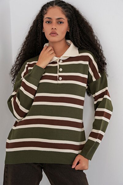 Hiccup Bdart Striped Polo Knit Sweater