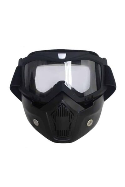 Edman Set mască de protecție pentru față și ochelari de schi ND03, plastic dur, lentilă transparentă