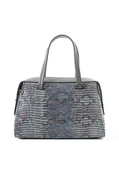 VOSTRO 100% Genuine Leather Women's Gray Snake Handbag and Shoulder Bag - Han...