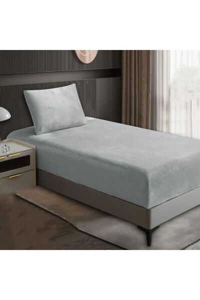 Reiashn Velvet elasticated sheet set, 2 pieces, light gray, single and a half size