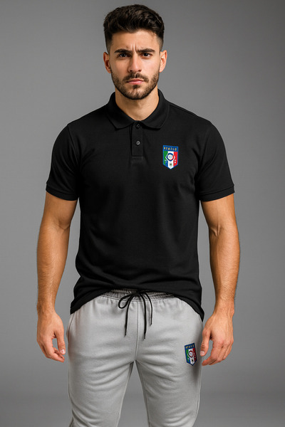 NOFLEN Set de pantaloni scurți și pantaloni de trening cu guler polo, imprima...