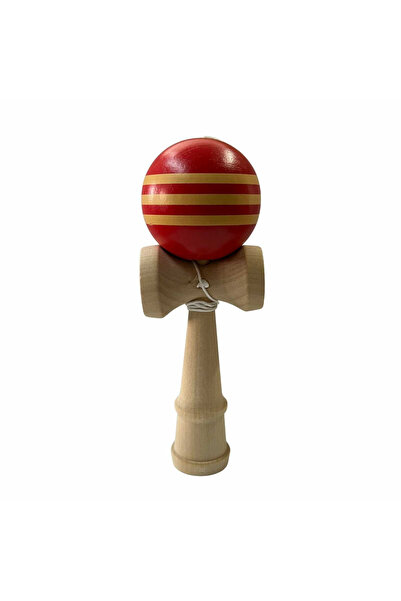 MC Micostore Kendama din lemn, jucarie dexteritate japoneza, 19 cm, Rosu