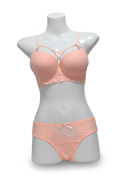 Without a mark Women's padded lace bra and panty set - soft cup,