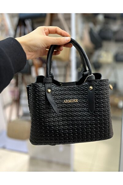 Armine Black Women's Braided Hand and Shoulder Bag 25Yd7416