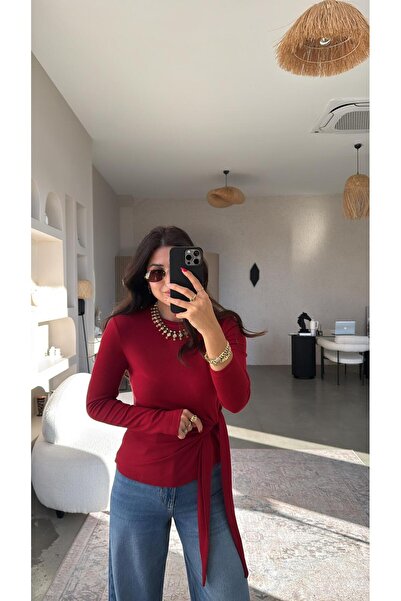 Buket Teke Μπλούζα από εισαγόμενο ύφασμα με μπορντό κορδόνια