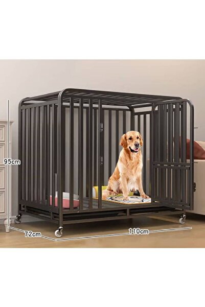 NKX قفص فاخر قابل للطي ومتين للحيوانات الأليفة مع عجلات وباب