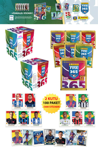 hediyecik مجموعة ملصقات بانيني فيفا 365 - 2026، علبتان تحتويان على 100 حزمة (...