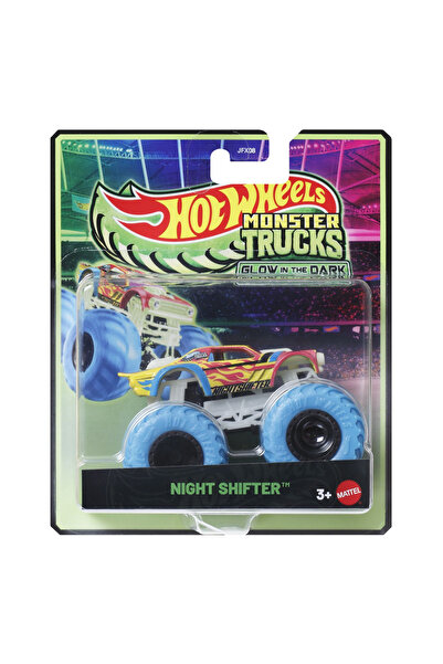 mattel Hot wheels monster truck που λάμπει στο σκοτάδι με μηχανή νυχτερινού κ...