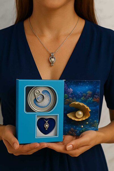 BESMYAR JEWELS İstiridye İçinde Gerçek İnci Kolye-Kafesli İnci Kolye Seti-Sevgiliye Hediye-Yılbaşı Hediye