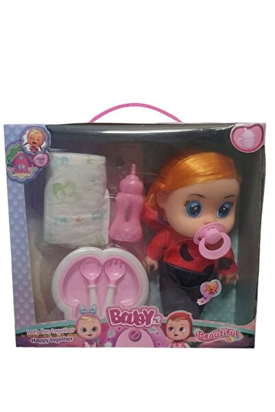 ABYZ Set păpușă bebeluș, Cry Baby, cu accesorii de masă, biberon și scutec, S...