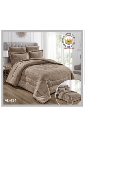 FABRIC Double bed velvet duvet, 6 pieces, in a calm beige color with a luxuri...