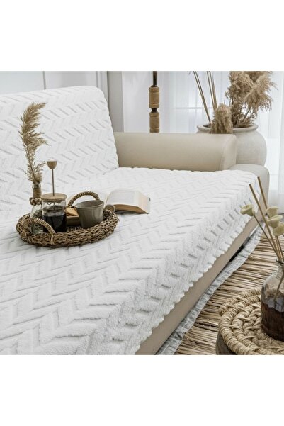 DECORA CASA HOME COLLECTİON Non-Slip Stripe Pattern Wilsoft Plush Three-Seate...