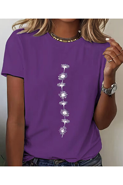 CACTUS COLLECTION Μπλουζάκι με στάμπα λουλουδιών σε μωβ χρώμα