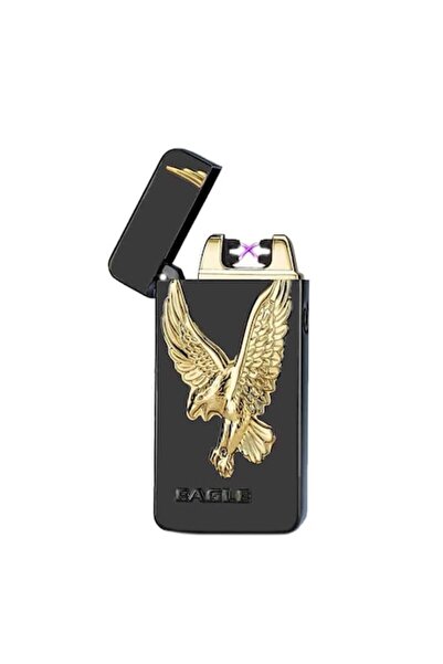 Edman 3D Relief Electric Lighter with USB Charging, Black Eagle