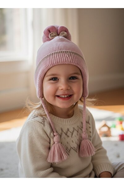 Kitti 1-4 Yaş Kız Çocuk Polarlı Bere-Orta Pembe