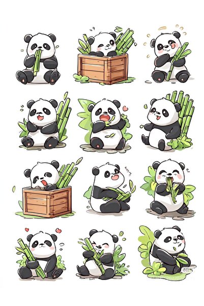 Rana İkra Art Panda Themed Sticker Set 2 (4 Sheets)