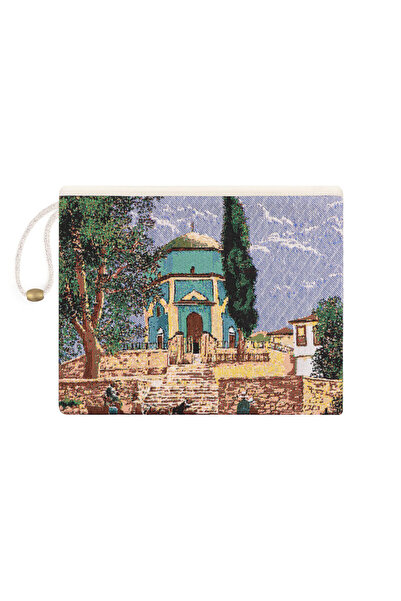Bursa İpek Green Turban Pattern Tapestry Handbag
