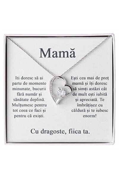 emotiv Colier cu inimă - Lanț și pandantiv din argint, placat cu aur de 14K, mesaj de recunoștință pentru mama, cutie de bijuterii + M