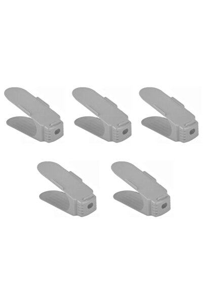 Edman 5-piece Adjustable Shoe Organizer Set, Space-Saving, Gray