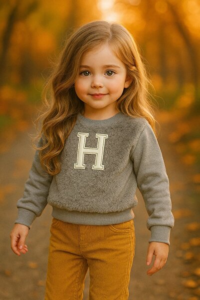 FASHION Kız Çocuk Peluş Detaylı Sweatshirt – Yumuşak, Rahat ve Şık Üst (1-5 Yaş)
