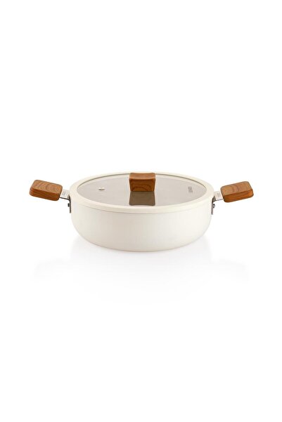 Schafer Ceramoni Ceramic Flat Pot 26 cm – Cream