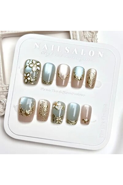 Accessories Hei Buz Mavisi Simli Kedi Gözü Kendinden Yapışkanlı Takma Tırnak ...