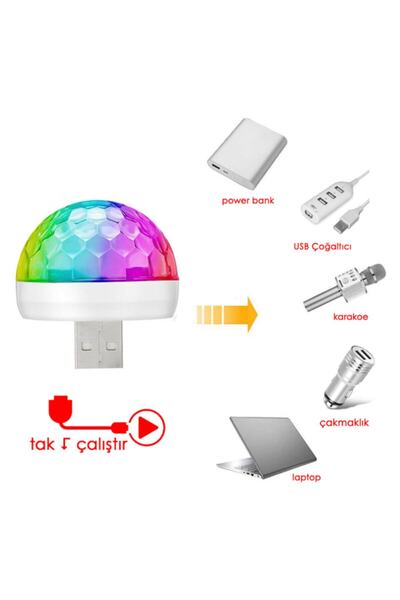 ASTRA LED Sese Duyarlı Mini Disko Topu Usb Telefon Mikrofon Uyumlu Parti Led