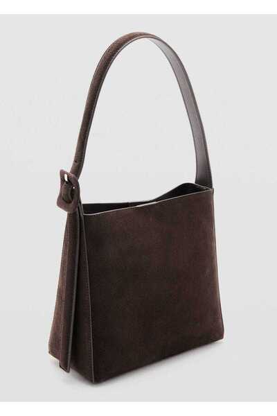 MANGO Woman Süet deri shopper çanta