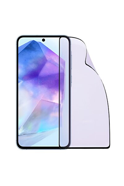 Flippy Protector de ecran ceramic pentru Samsung Galaxy A55, rezistent la șocuri 9H, margini negre, transparent
