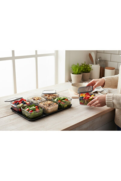OTOMEKSAN 6-Piece Breakfast Storage Container Set – Leakproof, with Transpare...