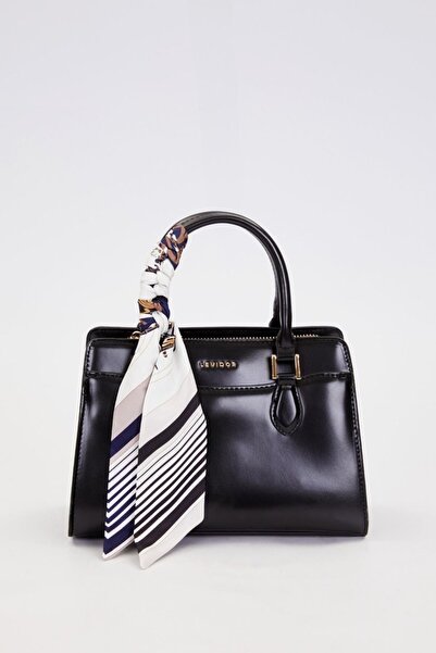 Levidor Black Scarf Strap Decorated Shoulder Bag -930347