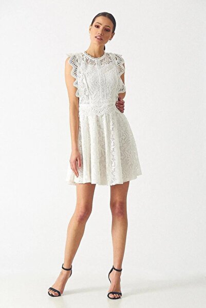 Robin Kadın Dantel Ekru Elbise D86138
