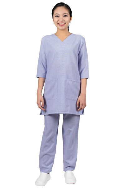 ABSHIR طقم زي الخادمة/الخادمة/المربية، سترة بفتحة رقبة على شكل حرف V وأكمام ث...