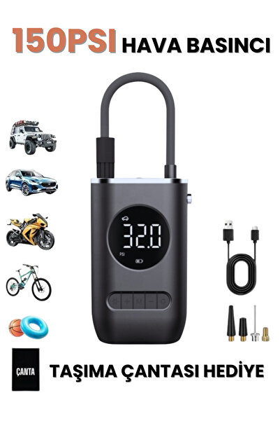 Embatech 4000mAh Hava Pompası | 150 Psı Ultra Basınç, LED Işıklı, LCD Ekranlı...