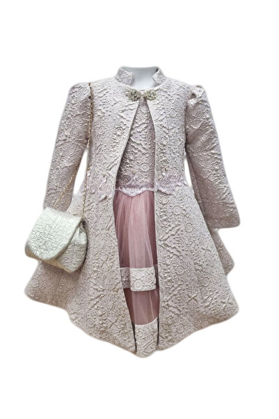 fantasialand Pardesiu si rochita eleganta fetite, model HTRF 114, culoare roz