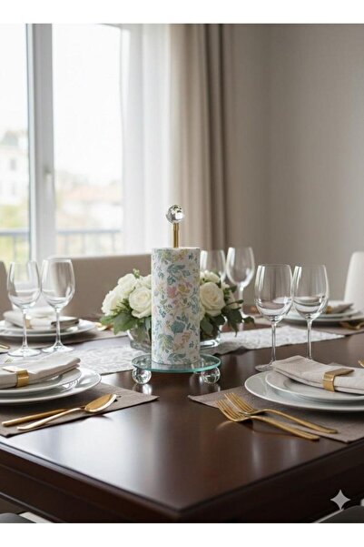 Mirsa Global حامل مناديل ورقية زجاجي دائري مزخرف بالكريستال الذهبي، منظم للمناديل الورقية والمناديل الورقية الملفوفة