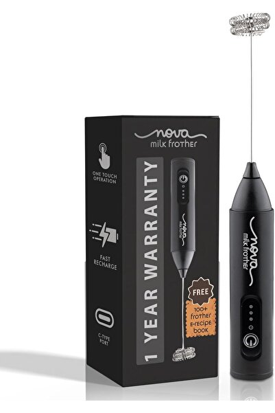 Nova Rechargeable Milk Frother & Coffee Whisker with Dual Spring Tech Free Coffee Frothing Recipe Bo